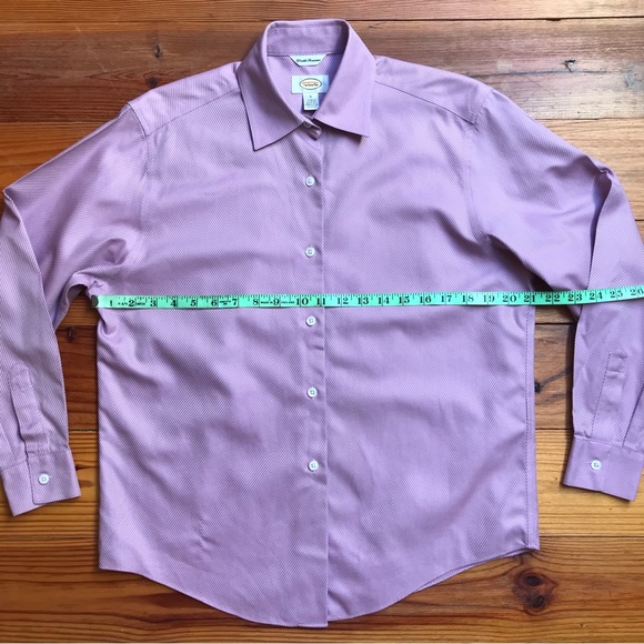 Talbots Purple Striped Button Down Wrinkle Resistant Button Down Top, EUC, 6 - Picture 9 of 15